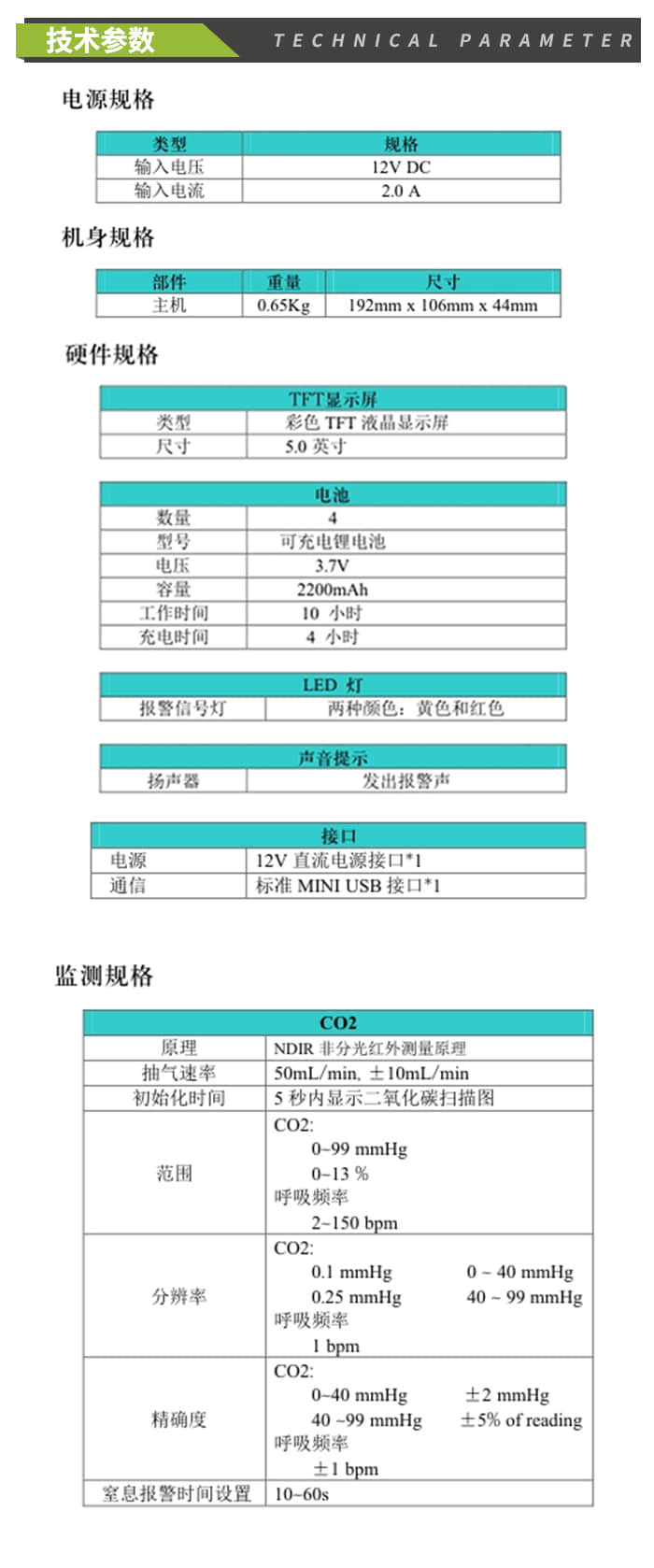 ET-A掌式呼末CO2血氧监护仪（动物兽用）