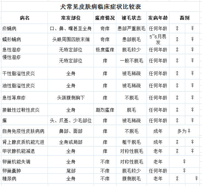 犬常发皮肤病的鉴别诊断 犬常发皮肤病的鉴别诊断